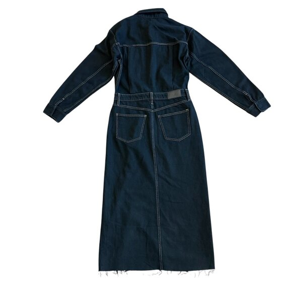 Pistola Amira Denim Midi Dress Vioght Black High Slit Long Sleeve Size Small NWT - Picture 7 of 13